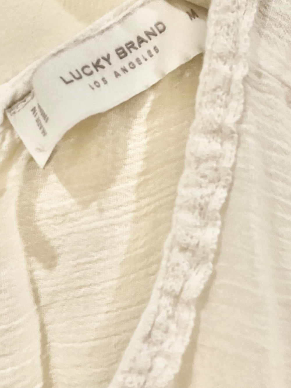 Lucky Brand Embroidered White Cotton Sleeveless Blouse - Picture 9 of 9